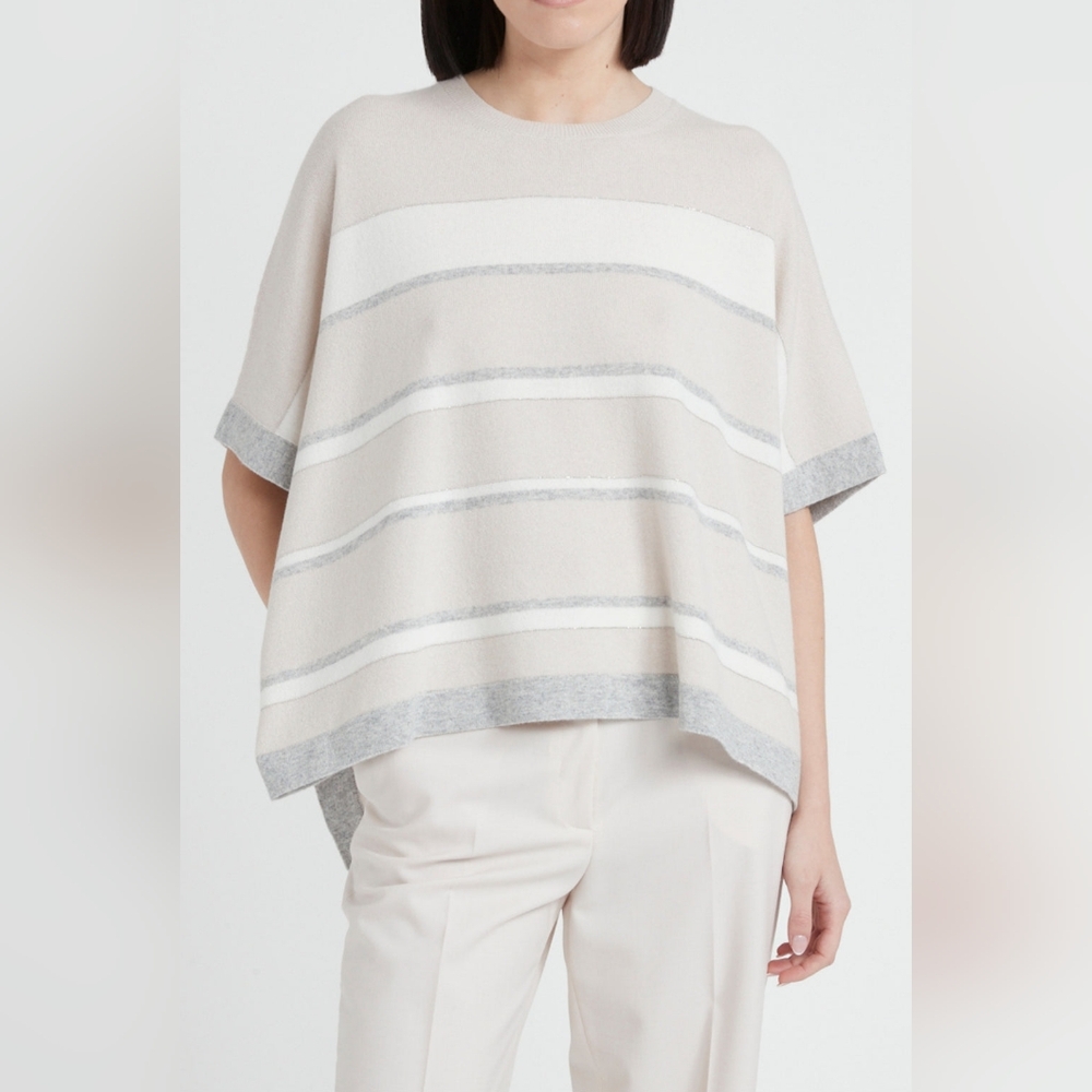Peserico Knitted Cape Poncho Wool Cashmere Silk blend sweater
